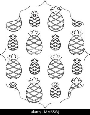 arabic frame with pineapples pattern over white background, vector illustration Stock Vector