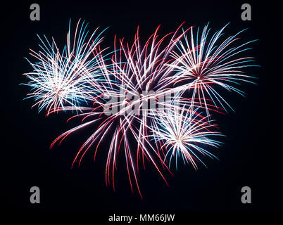Beautiful firework during the spring festival on the Theresienwiese in Munich, Germany. Stock Photo