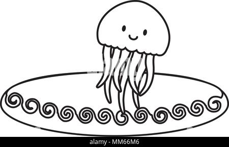 cute jellyfish over white background, vector illustration Stock Vector