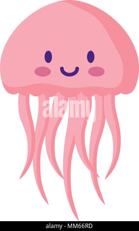 cute jellyfish over white background, vector illustration Stock Vector