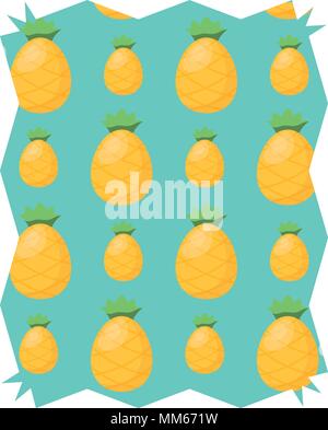 abstract frame with pineapples pattern over white background, vector illustration Stock Vector