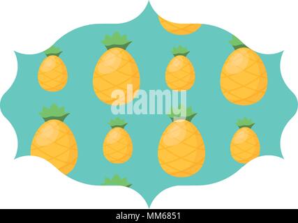 arabic frame with pineapples pattern over white background, vector illustration Stock Vector