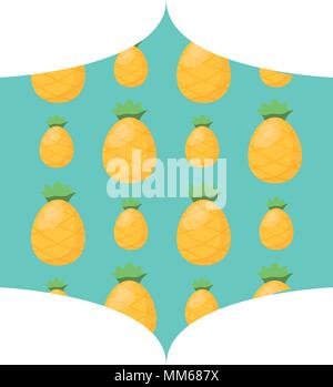 decorative frame with pineapples pattern over white background, vector illustration Stock Vector