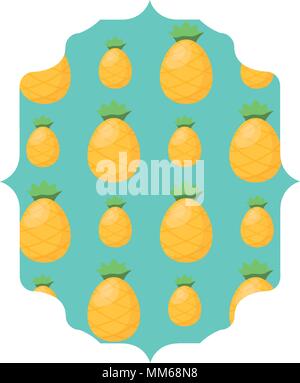 arabic frame with pineapples pattern over white background, vector illustration Stock Vector