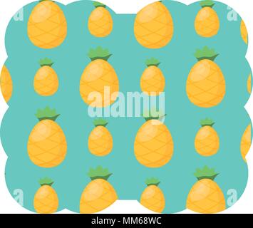 decorative frame with pineapples pattern over white background, vector illustration Stock Vector