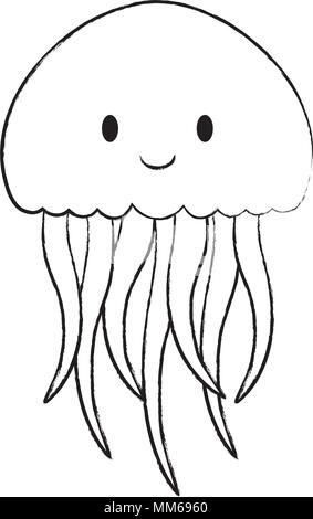 cute jellyfish over white background, vector illustration Stock Vector