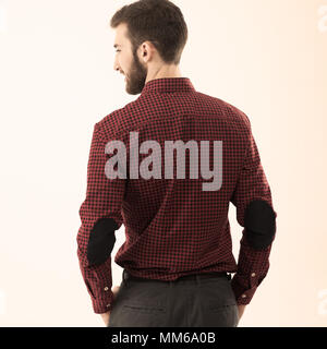 rear view - a successful Manager of a blank banner Stock Photo
