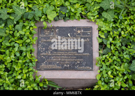 San Antonio, Texas - April 18, 2018: Stone piece commemorating the 150th anniversary of Texas independence. Stock Photo