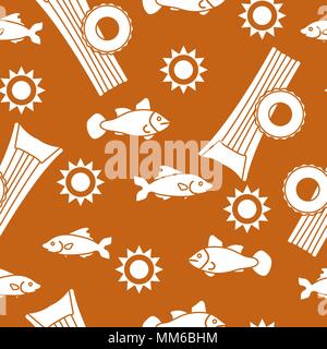Seamless pattern with inflatable mattress, inflatable circle. Summer leisure. Stock Vector