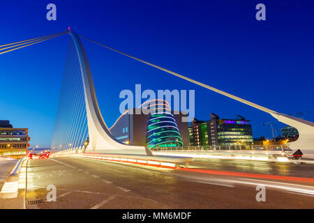 Dublin Ireland Samuel Beckett Bridge twilight travel traveling architecture Stock Photo