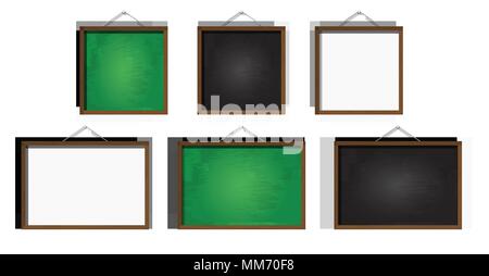 Set of realistic vector blackboard , greenboard and whiteboard . Stock Vector