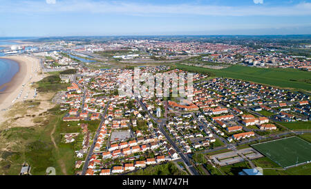 Aerial photo of Bleriot beach in Calais, France