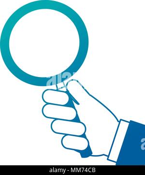hand holding magnifying glass finding Stock Vector