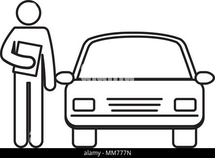 figure human with car silhouette avatar Stock Vector