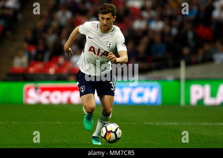 London, UK. 9th May 2018. Ben Davies of Tottenham Hotspur in action. Premier League match, Tottenham Hotspur v Newcastle United the Wembley Stadium in London on Wednesday  9th May 2018.  this image may only be used for Editorial purposes. Editorial use only, license required for commercial use. No use in betting, games or a single club/league/player publications . pic by Steffan Bowen/Andrew Orchard sports photography/Alamy Live news