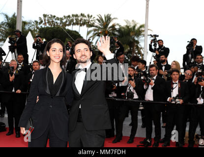 Cannes. 9th May, 2018. Director A. B. Shawky (R) attends the screening of the film 'Yomeddine' during the 71st Cannes Film Festival at Palais des Festivals on May 9, 2018 in Cannes, France. Credit: Luo Huanhuan/Xinhua/Alamy Live News Stock Photo