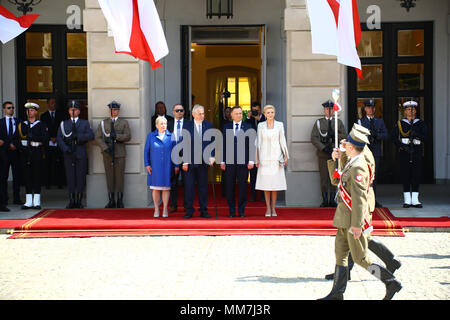 Warsaw, Poland. 10th May 2018: President Andrzej Duda received Czech President Milos Zeman and First Lady Ivana Zemanova at Presidential Palace in Warsaw. ©Jake Ratz/Alamy Live News Stock Photo