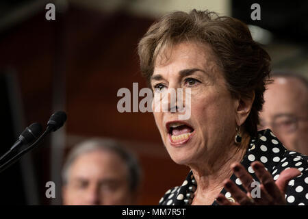 Washington, USA. 10th May, 2018. Congresswoman Jan Schakowsky, Democrat of Illinois, speaks during House of Representatives Democratic Leader Nancy Pelosi's, Democrat of California, weekly news conference on Capitol Hill in Washington, DC on May 10, 2018. Credit: The Photo Access/Alamy Live News Stock Photo