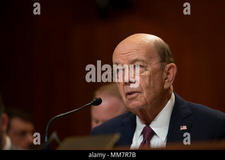 Washington, USA. 10th May, 2018. United States Secretary of Commerce Wilbur Ross testifies before the Senate Appropriations Committee during a hearing on the Fiscal Year 2019 budget on Capitol Hill in Washington, DC on May 10, 2018. Credit: The Photo Access/Alamy Live News Stock Photo