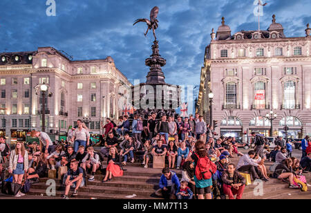 Piccadilly Circus at Night London UK Stock Photo