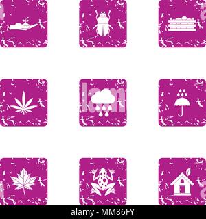 Spontaneous icons set, grunge style Stock Vector