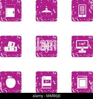 Scholarship icons set, grunge style Stock Vector