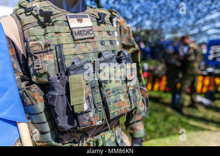 German soldier protection vest with magazines and other tools Stock Photo