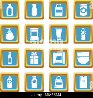 Packagiong store shop icons set sapphirine square vector Stock Vector