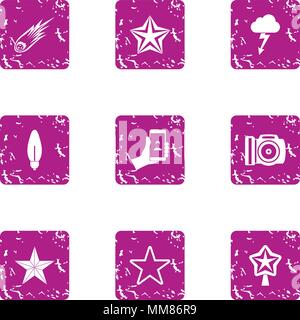 Flash icons set, grunge style Stock Vector