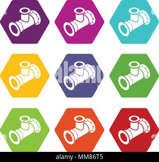 Tee pipe icons set vector color Stock Vector Image & Art - Alamy