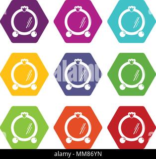 Mirror frame icons set 9 vector Stock Vector