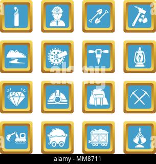 Coal mine icons set sapphirine square vector Stock Vector Image & Art ...