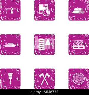 Procurement of materials icons set, grunge style Stock Vector