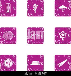Country style icons set, grunge style Stock Vector