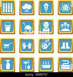 Gardener icons set sapphirine square vector Stock Vector