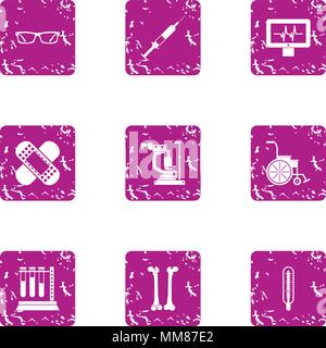 Graduate degree icons set, grunge style Stock Vector