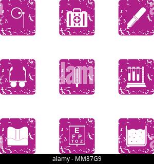 Medical mixture icons set, grunge style Stock Vector