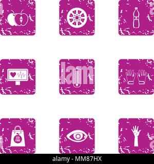 Health surveillance icons set, grunge style Stock Vector