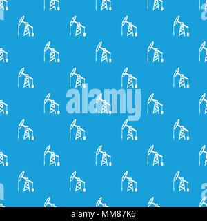 Oil rig pattern vector seamless blue Stock Vector
