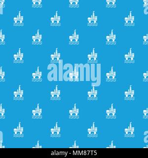 Oil platform pattern vector seamless blue Stock Vector