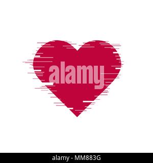 Glitch heart. Distorted glitch style modern background. Design element for Happy Valentine s Day. Ready for your design, greeting card, banner Stock Vector