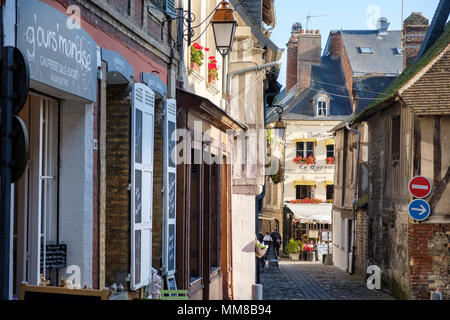 Old Town Street  in Honfleur, Normandy, France, Europe Stock Photo