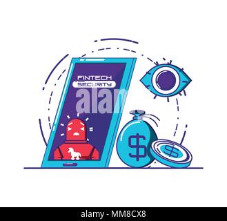 smartphone with financial technology security vector illustration design Stock Vector