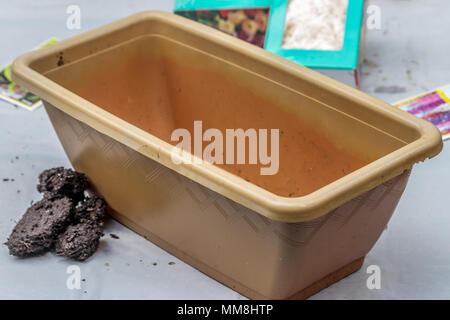 long empty planter pot Stock Photo