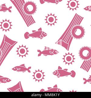 Seamless pattern with inflatable mattress, inflatable circle. Summer leisure. Stock Vector