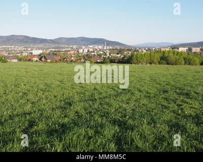 Panoramic cityscape landscapes of european Bielsko-Biala city and ...