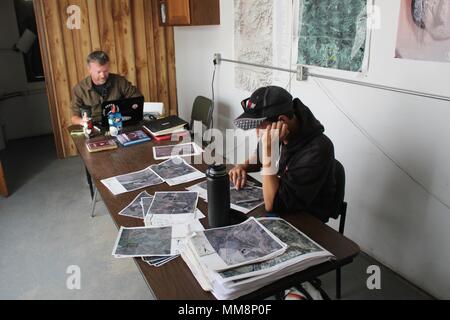 Colorado State University Center for Environmental Management of Military Lands supports archaeological compliance on federal sites. The archival image records artifact processing and documentation from Fort McCoy excavations conducted in 2017, with laboratory work performed in Tomah, Wisconsin. Stock Photo