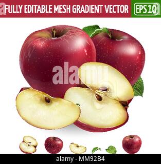 Red apple on white background. Vector illustration Stock Vector