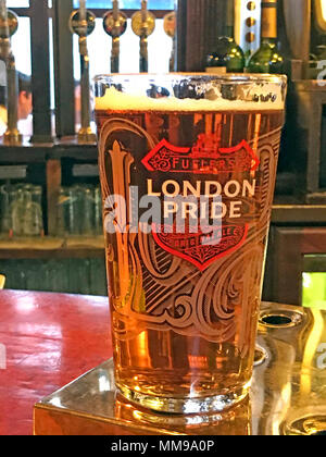 Pint of London Pride, on a bar in the City of London, England, UK Stock Photo