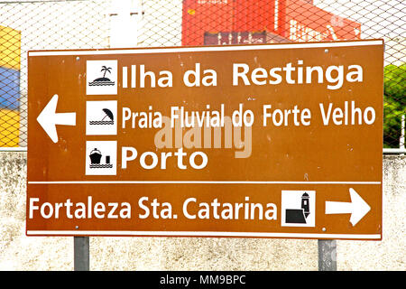 Street sign, plaque,  Cabedelo, Paraiba, Brazil Stock Photo